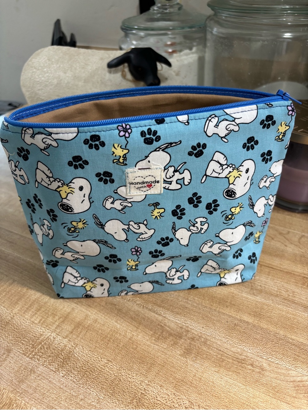 Blue Snoopy Pattern Small Pets Travel Storage Pouch , handmade